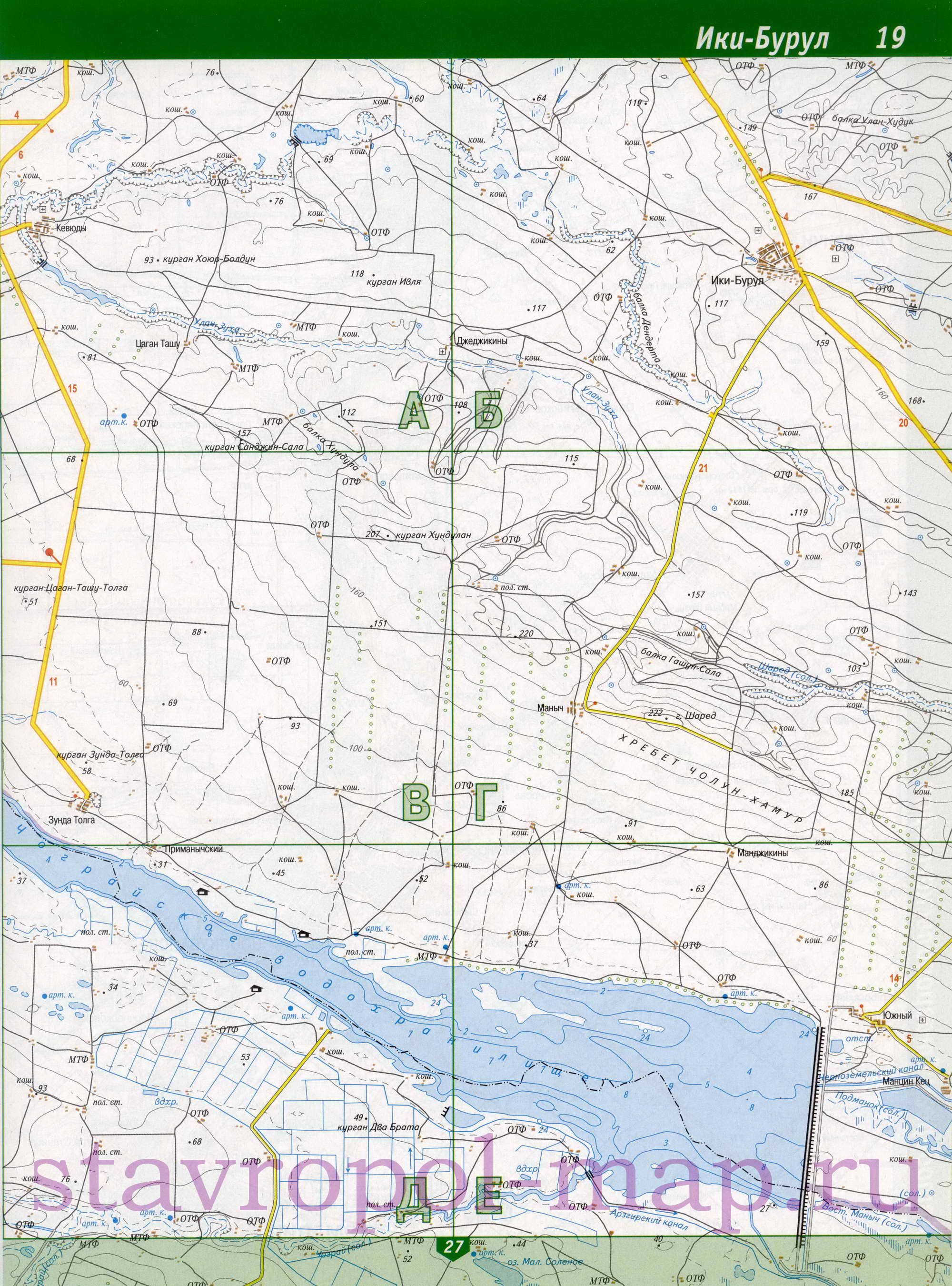 карта Арзгирского района, Ставропольский край, B0 - 